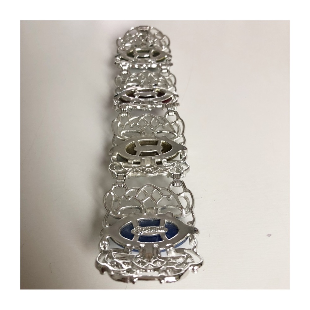 Vintage SARAH COVENTRY Silver Tone Filigree Link Bracelet w/ Multi-color Lucite - Picture 12 of 16